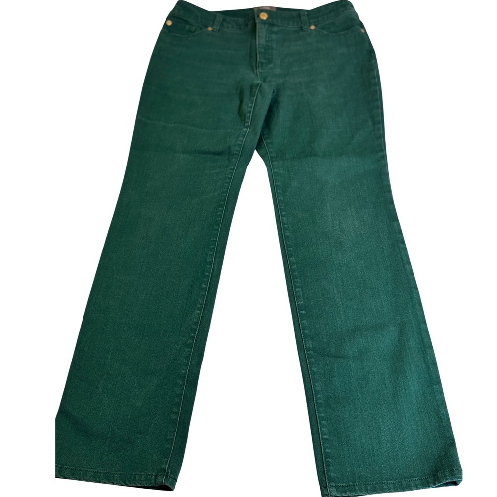 Chicos So Slimming Girlfriend Jeans Emerald Green‎ Straight Leg Size 2 Medium